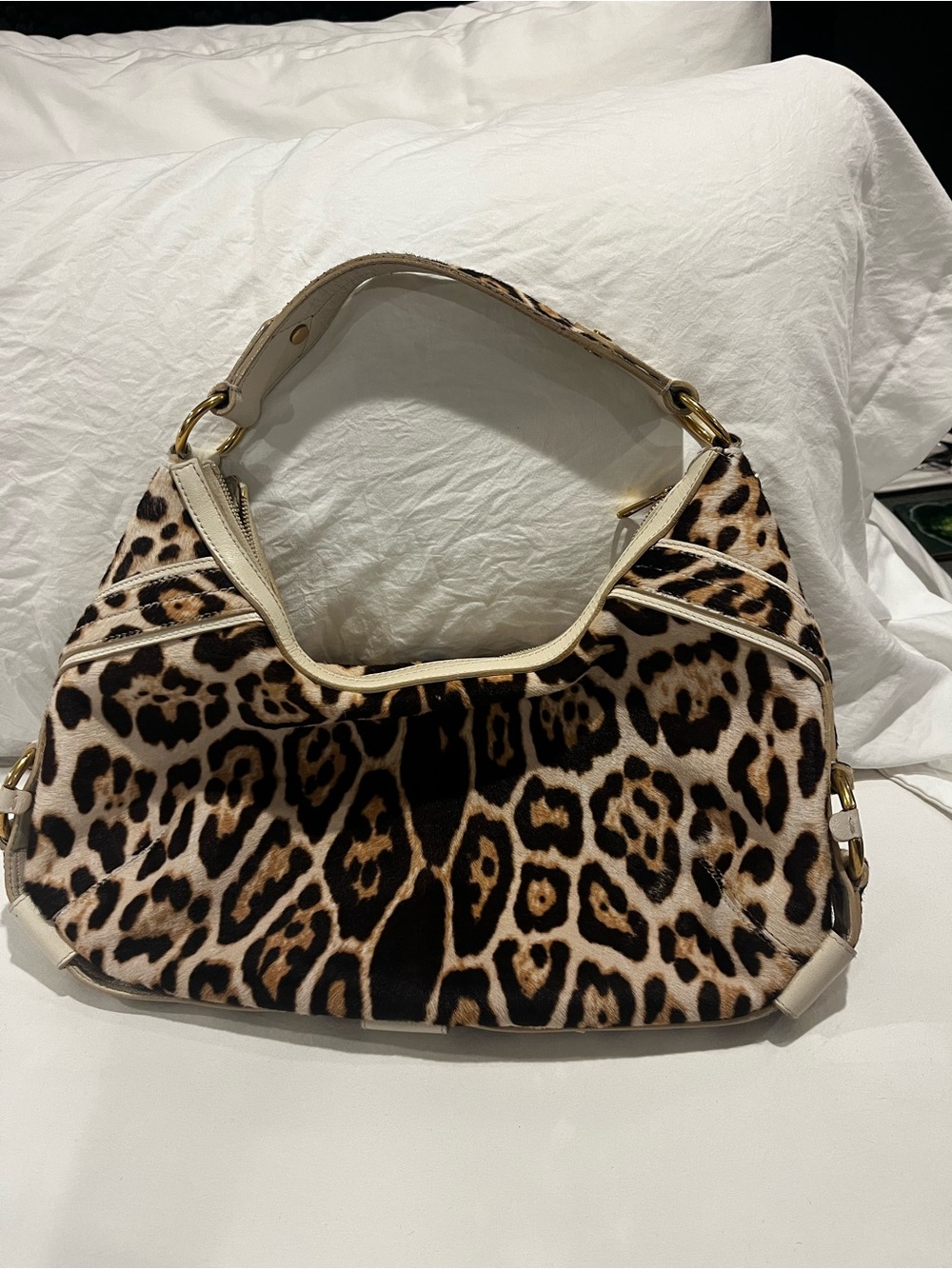 Yves Saint Laurent Mombasa Leopard-Print Pony Hair Shoulder Bag